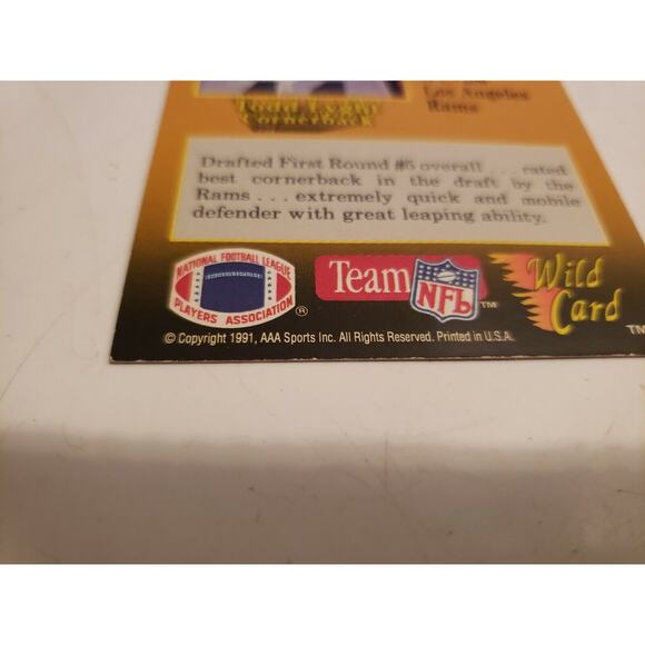 Todd Lyght 1991 Wild Card Premier Edition #155 - RC Rookie Card - Rams - NFL - Picture 4 of 4